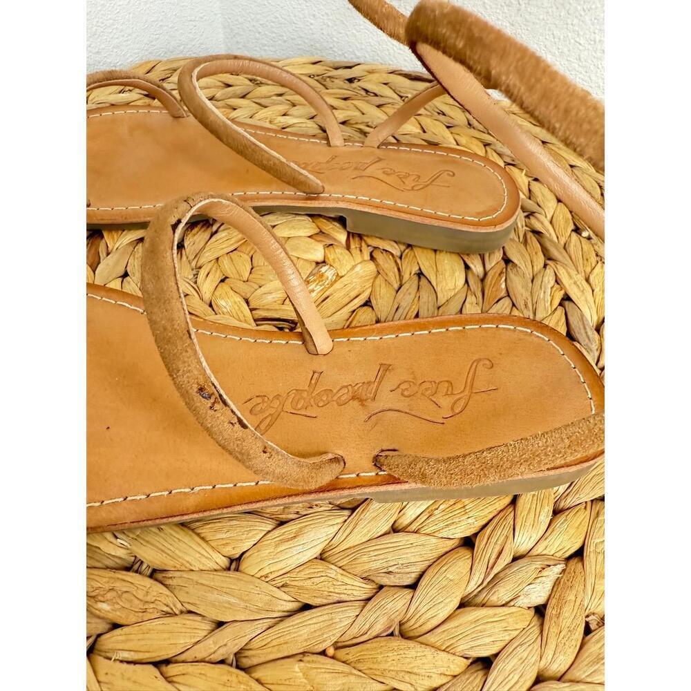 Free People Sandal Havana Taupe Suede Leather Gladiator Ankle wrap Boho festiva - Picture 8 of 8